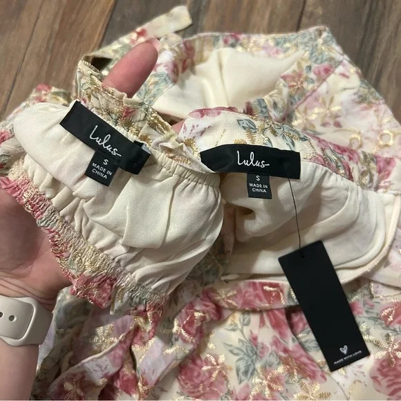 NWT Lulus Going Bloom Cream Skirt Set - Picture 3 of 7